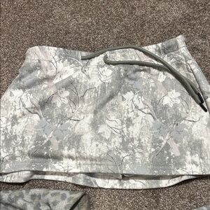 Gray Floral Skirt with Drawstring